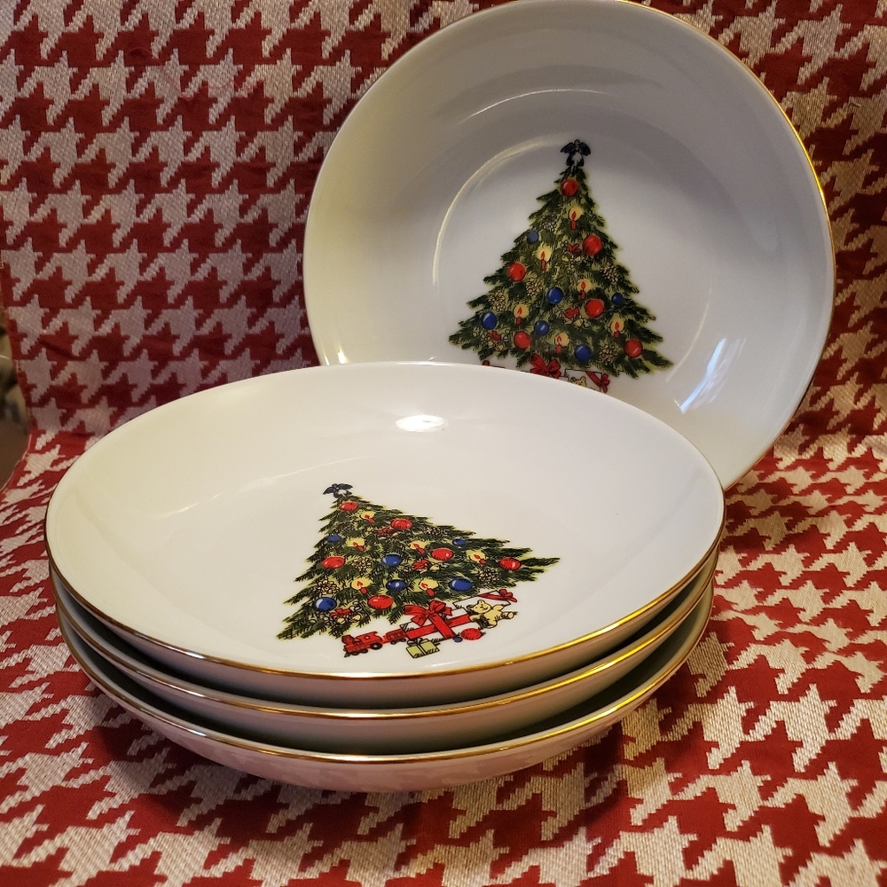 3 Jamestown China action industries Christmas bowls